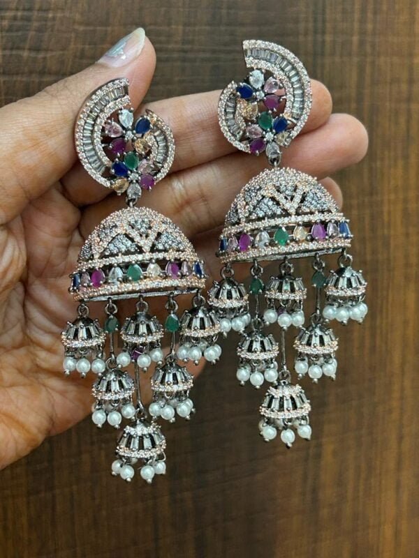 DIAMOND AD JHUMKI EARRINGS