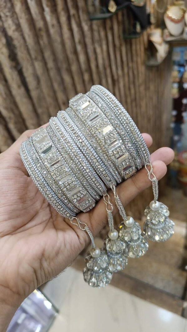 SILVER HANGING JHUMKI BANGLES