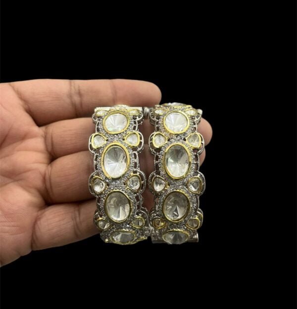 SILVER FOIL KUNDAN OPENABLE BANGLES