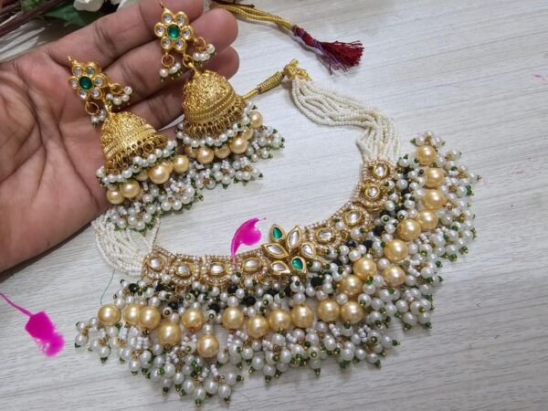 KUNDAN PEARL NECKLACE WITH JHUMKI