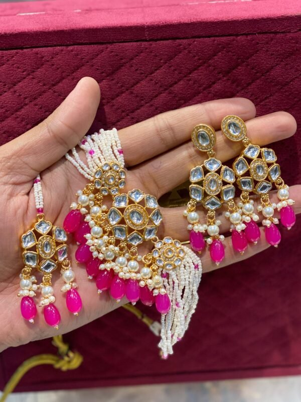 KUNDAN PINK PEARL CHOKER SET