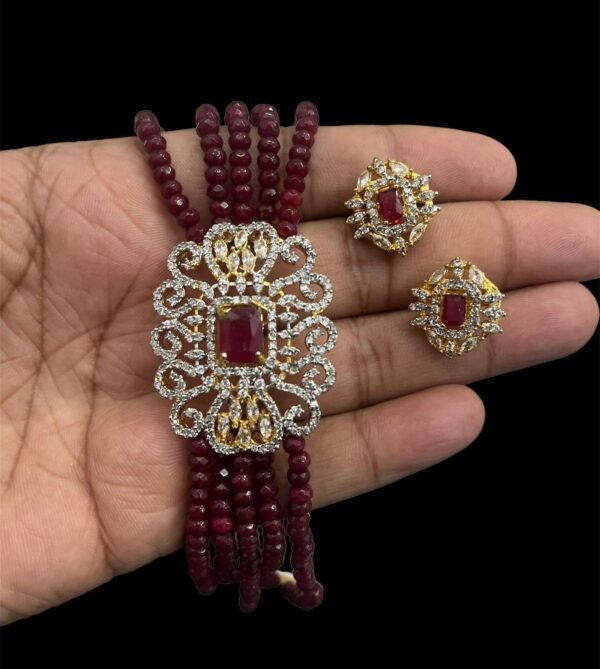 RED ONYX DIAMOND KUNDAN NECKLACE
