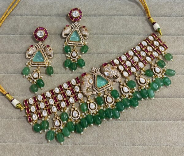 MOSSANITE CHOKER WITH EARRINGS